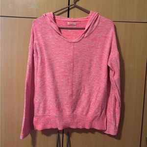 Aritzia Pink Hooded Knit Salt & Pepper Sweater